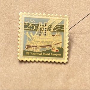 Vintage USA 25 cent 20th Universal Postal Congress Enamel Lapel Pin